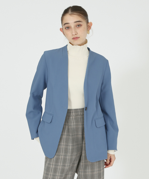 「abahouse mavie」 ノーカラージャケット 36 ブルー レディース_画像6
