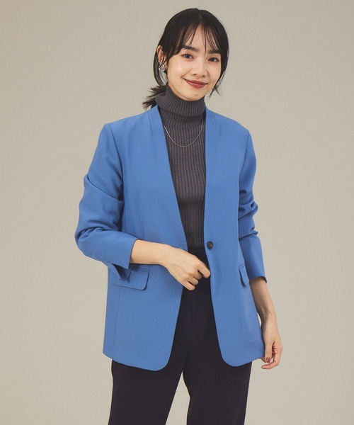「abahouse mavie」 ノーカラージャケット 36 ブルー レディース_画像8