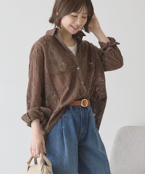 「AMERICAN HOLIC」 長袖シャツ M オフホワイト レディース_画像2
