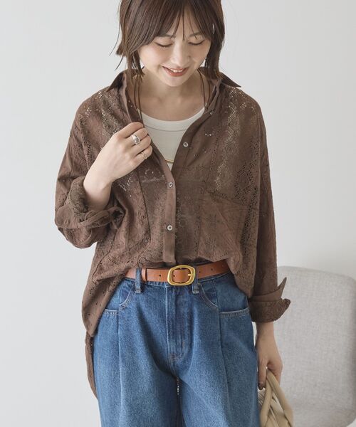 「AMERICAN HOLIC」 長袖シャツ M オフホワイト レディース_画像4