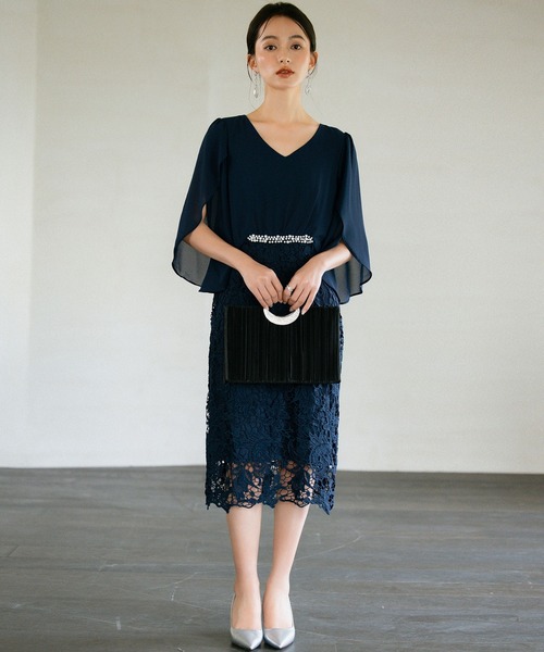 「DRESS PLUS」 ドッキングワンピース M グレー レディース_画像8