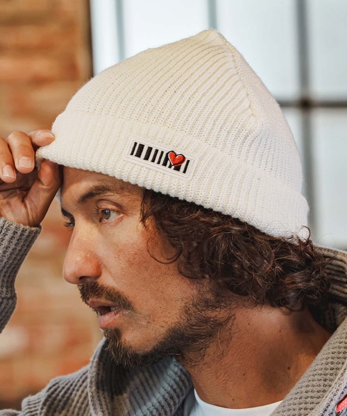 ニット帽 ニットキャップ メンズ mko13927- Barcode Heart Patch Knit Cap ニット帽(F26F300) メンズ レディース