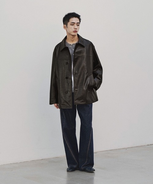 WYM LIDNM ブルゾン アウター ARTIFICIAL GRAIN CAR COAT メンズ