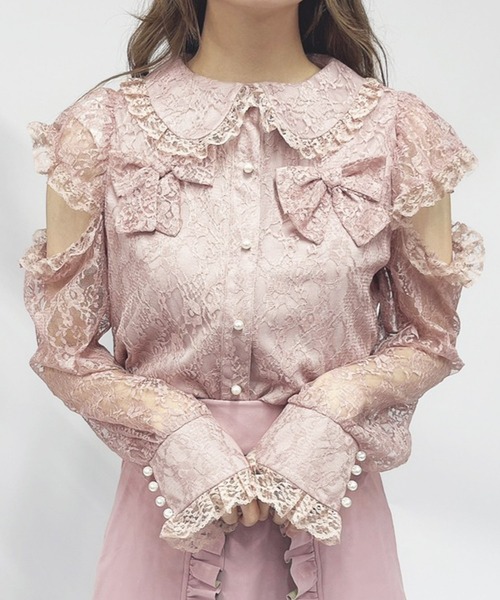 Swankiss（スワンキス） ブラウス シャツ PI ribbon lacy B/L 