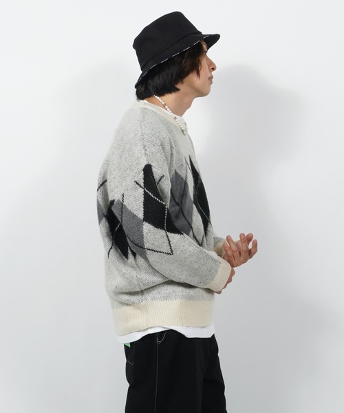 セーター ニット WJQ モヘアタッチ ルーズニット / 総柄 プルオーバー