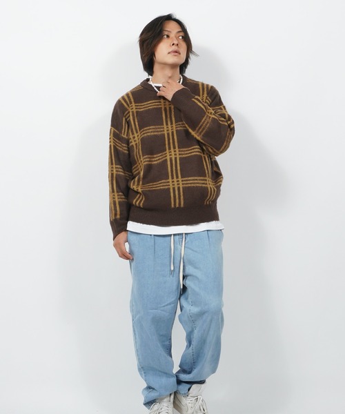 セーター ニット WJQ モヘアタッチ ルーズニット / 総柄 プルオーバー