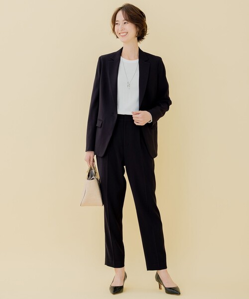 自由区 ダブルフェイススーティング ノーカラージャケット ピンク系