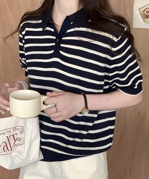 Girly Doll（ガーリードール） ニット セーター ボーダーポロシャツ