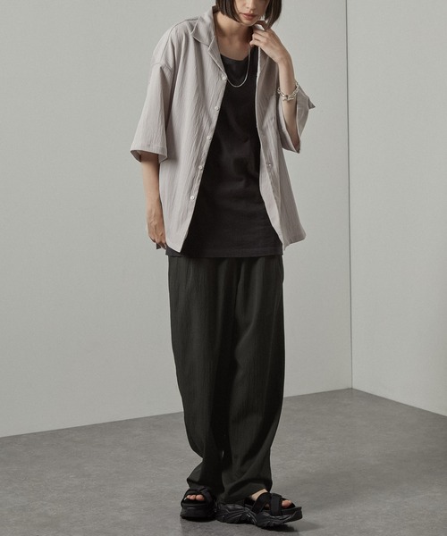 セットアップ 2点セット ビッグシルエットオープンカラー半袖シャツ