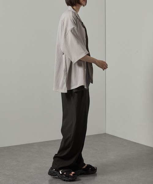 セットアップ 2点セット ビッグシルエットオープンカラー半袖シャツ