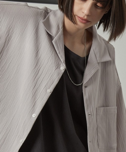 セットアップ 2点セット ビッグシルエットオープンカラー半袖シャツ