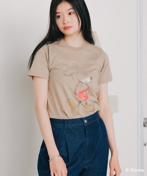 アール ジュビリー R JUBILEE x DISNEY Tシャツ Mickey R JUBILEE/DISNEY COLLECTION LW加工Tシャツ(Mickey Mouse)（T