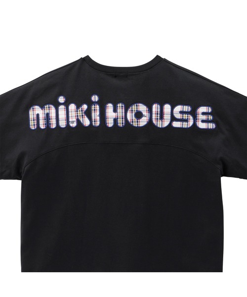 MIKI HOUSE tシャツ ミキハウスチェックバックロゴ半袖Tシャツ