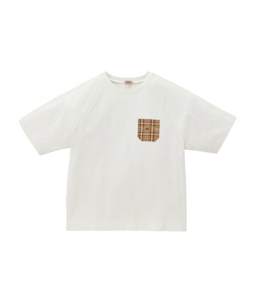 MIKI HOUSE tシャツ ミキハウスチェックバックロゴ半袖Tシャツ