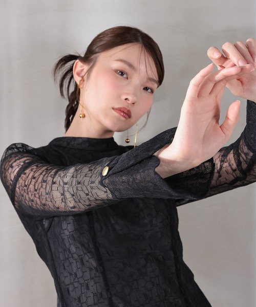 Kana パーティードレス ドレス 幾何学柄 レース バックオープン