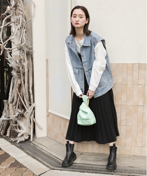 ad thie ベスト ジレ ビックシルエットポケットデニムベスト