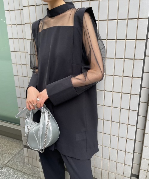 AIC. ブラウス シャツ シースルー切り替えトップス/セットアップ