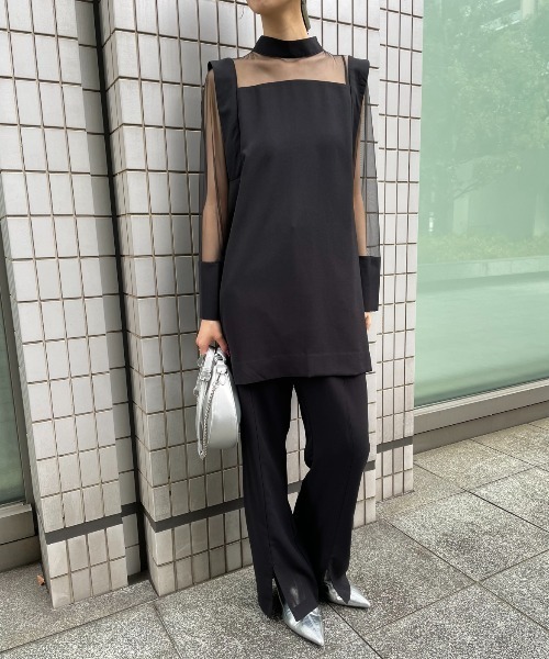 AIC. ブラウス シャツ シースルー切り替えトップス/セットアップ