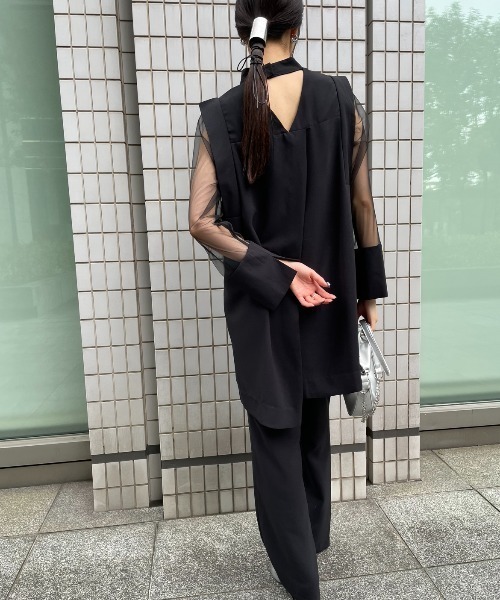 AIC. ブラウス シャツ シースルー切り替えトップス/セットアップ