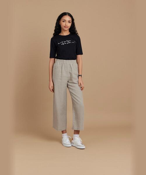 アニエスベーのリネンのワイドパンツ リネン ロング ワイドパンツ 