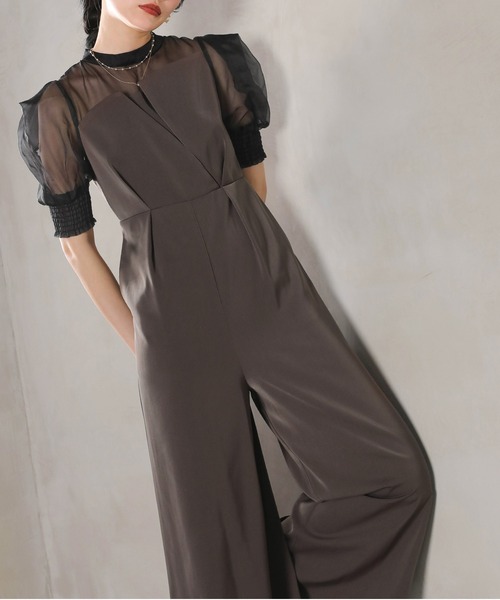 kokoiro　　kana パンツドレス Kana パンツドレス シアーボックススリーブ ビスチェ パンツドレス