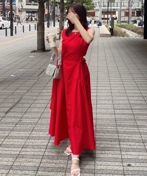 rienda ワンピース サイドリボンドロストフレアワンピース : ZOZOTOWN 