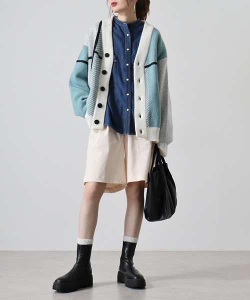 FUNALIVE カーディガン WS select クロスチェック柄オーバーサイズ