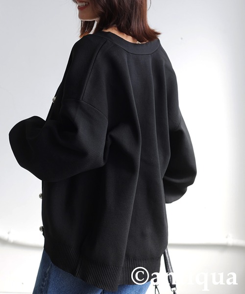 antiqua ニット セーター シルバーボタンニットカーディガン
