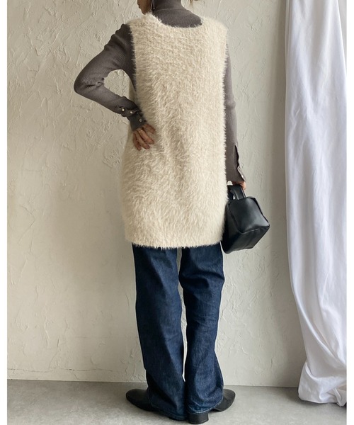 She's Closet ベスト ジレ オーバーサイズ深Vネックロング丈