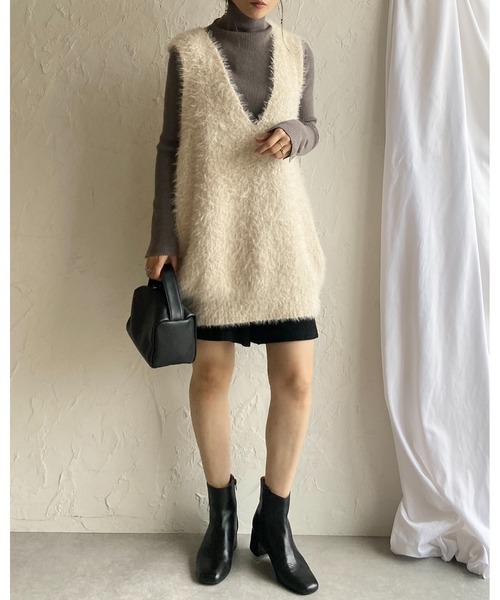 She's Closet ベスト ジレ オーバーサイズ深Vネックロング丈