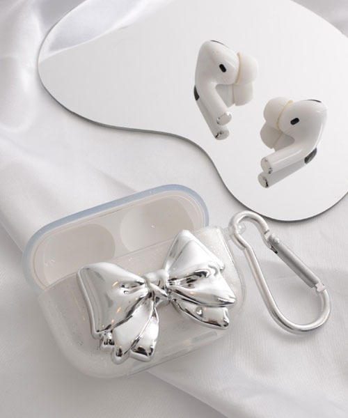 VIBGYOR Women イヤホン ヘッドホン 「float」シルバー ビッグリボン