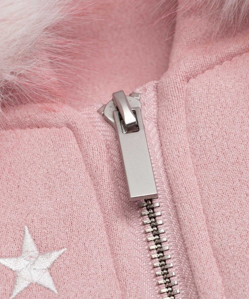 コート アウター 「HOOK」for girls レースリボン刺繍ファー付き