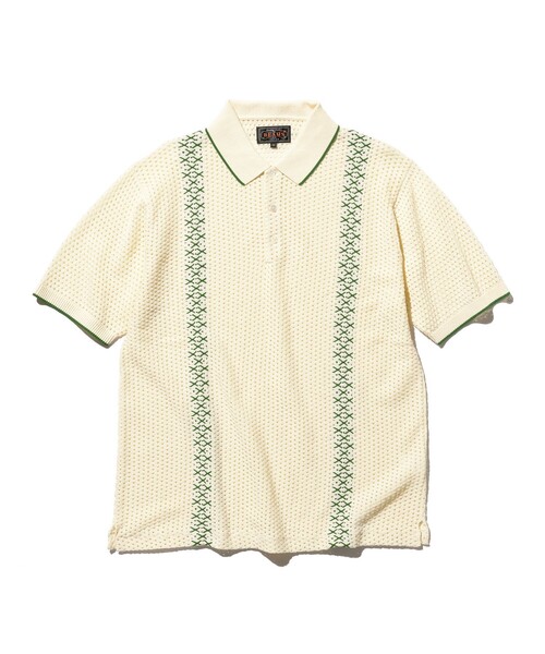 beams plus ストライプ メッシュ ニット ポロシャツ BEAMS+ ポロシャツ ストライプ メッシュ ニット メンズ