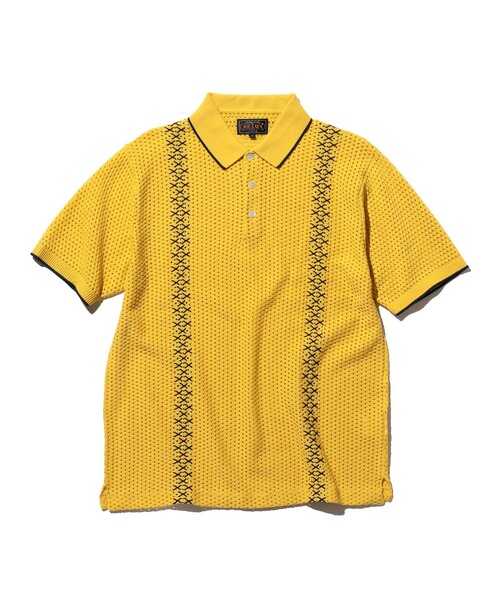 beams plus ストライプ メッシュ ニット ポロシャツ BEAMS+ ポロシャツ ストライプ メッシュ ニット メンズ