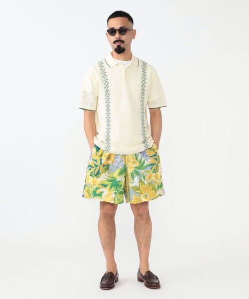 beams plus ストライプ メッシュ ニット ポロシャツ BEAMS+ ポロシャツ ストライプ メッシュ ニット メンズ