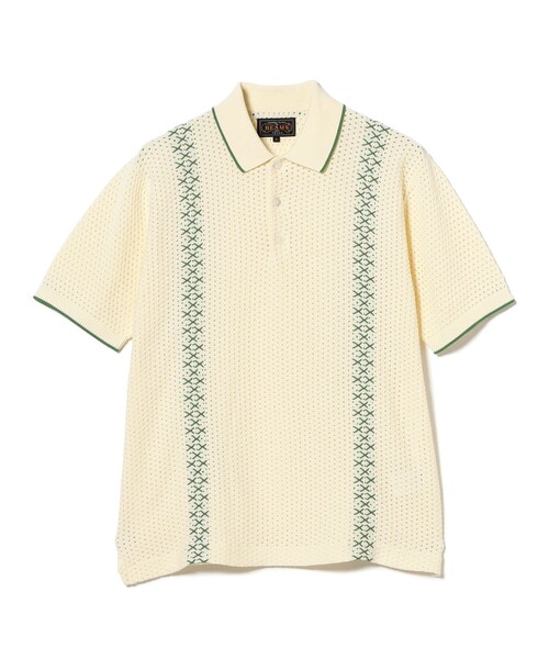 beams plus ストライプ メッシュ ニット ポロシャツ BEAMS+ ポロシャツ ストライプ メッシュ ニット メンズ