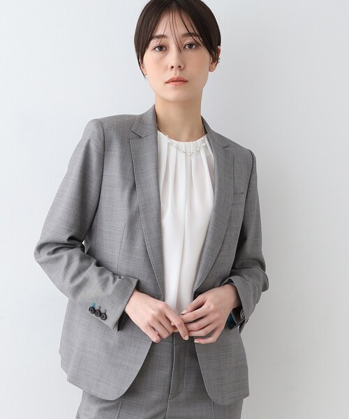 2023 INDIVIインディヴィ☆大きいサイズ19号 合繊テーラードジャケット 洗える/通勤/UVケア/日本製】ストレッチテーラードジャケット