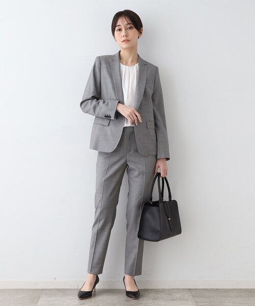INDIVI ストレッチテーラードジャケット　テーパードパンツ　スーツセット 洗える／定番スーツ】ストレッチテーラードカラージャケット