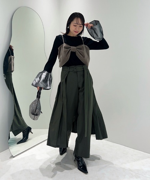 Leja ドレス 「LEJA」2WAYリボンビスチェドットストーンベロアI