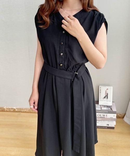 シャツワンピース 夏服に最適！ノースリーブロングシャツワンピース