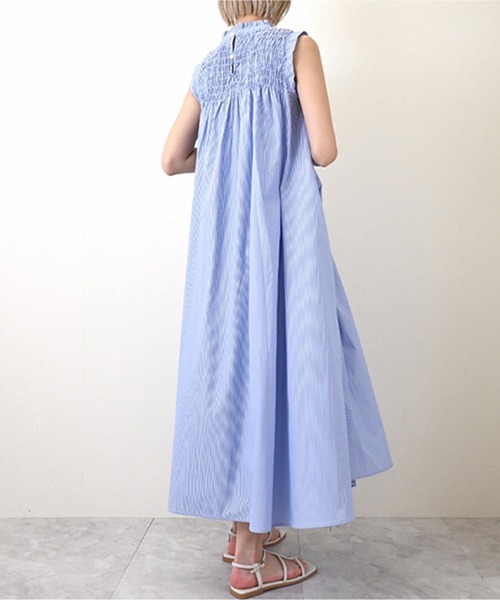 ノースリーブワンピース シャーリング お呼ばれ パーティー 脇シャーリングノースリワンピース｜J'aDoRe JUN ONLINE OUTLET