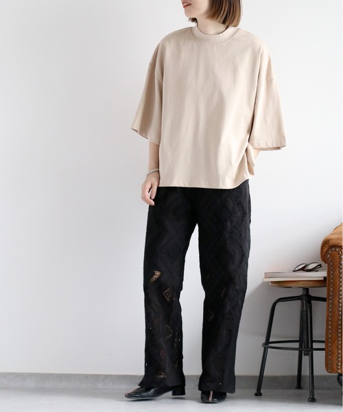 tシャツ モックネックショートスリーブTシャツ レディース cepo tシャツ 天竺モックネックショートスリーブTee レディース