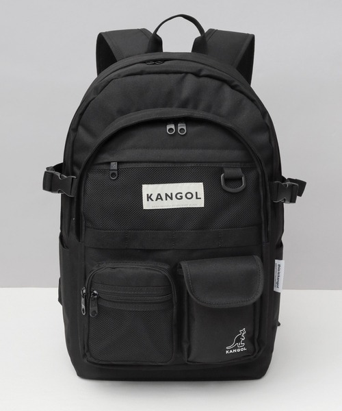 KANGOL ブラックバックパック 多ポケット KANGOL (カンゴール 