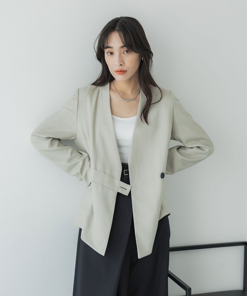 UNITED TOKYO」 ノーカラージャケット 2 ブルー レディース