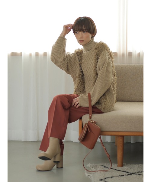 「rem closet」 タートルネックニット S ベージュ レディース_画像2