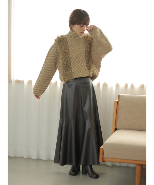 「rem closet」 タートルネックニット S ベージュ レディース_画像3