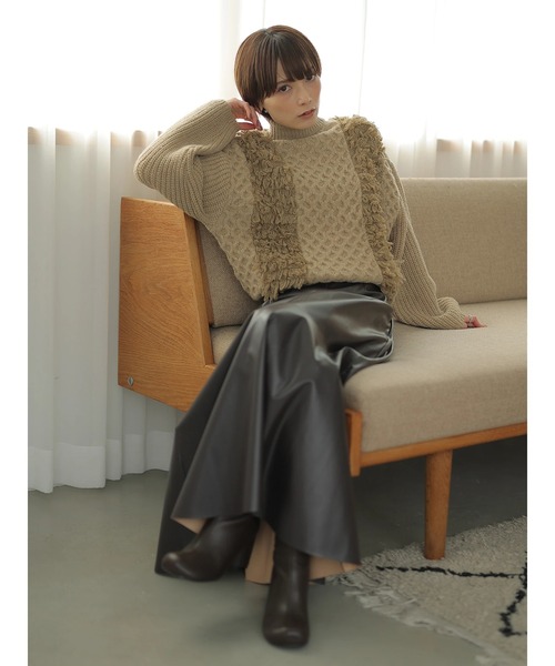 「rem closet」 タートルネックニット S ベージュ レディース_画像4