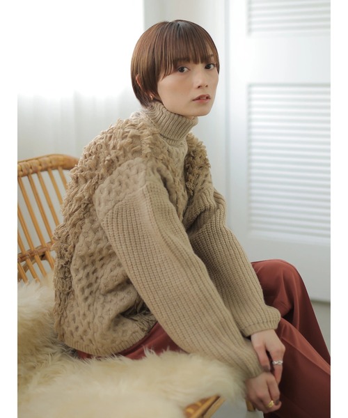 「rem closet」 タートルネックニット S ベージュ レディース_画像5