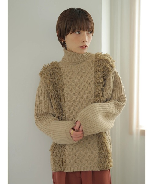 「rem closet」 タートルネックニット S ベージュ レディース_画像7