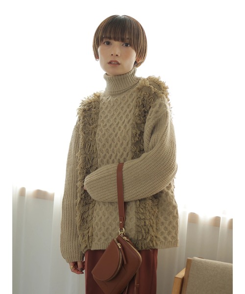 「rem closet」 タートルネックニット S ベージュ レディース_画像8